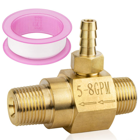 Dimakung downstream injector 100776 brass body close-up for durability and high-flow use.