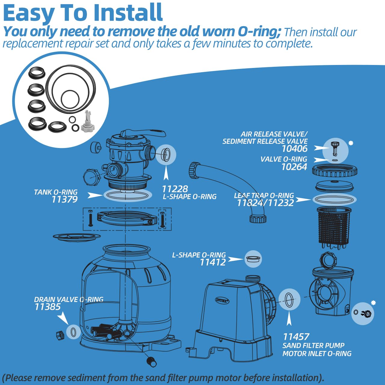 Dimakung leaf trap O-ring another seal ensures secure filter assembly.
