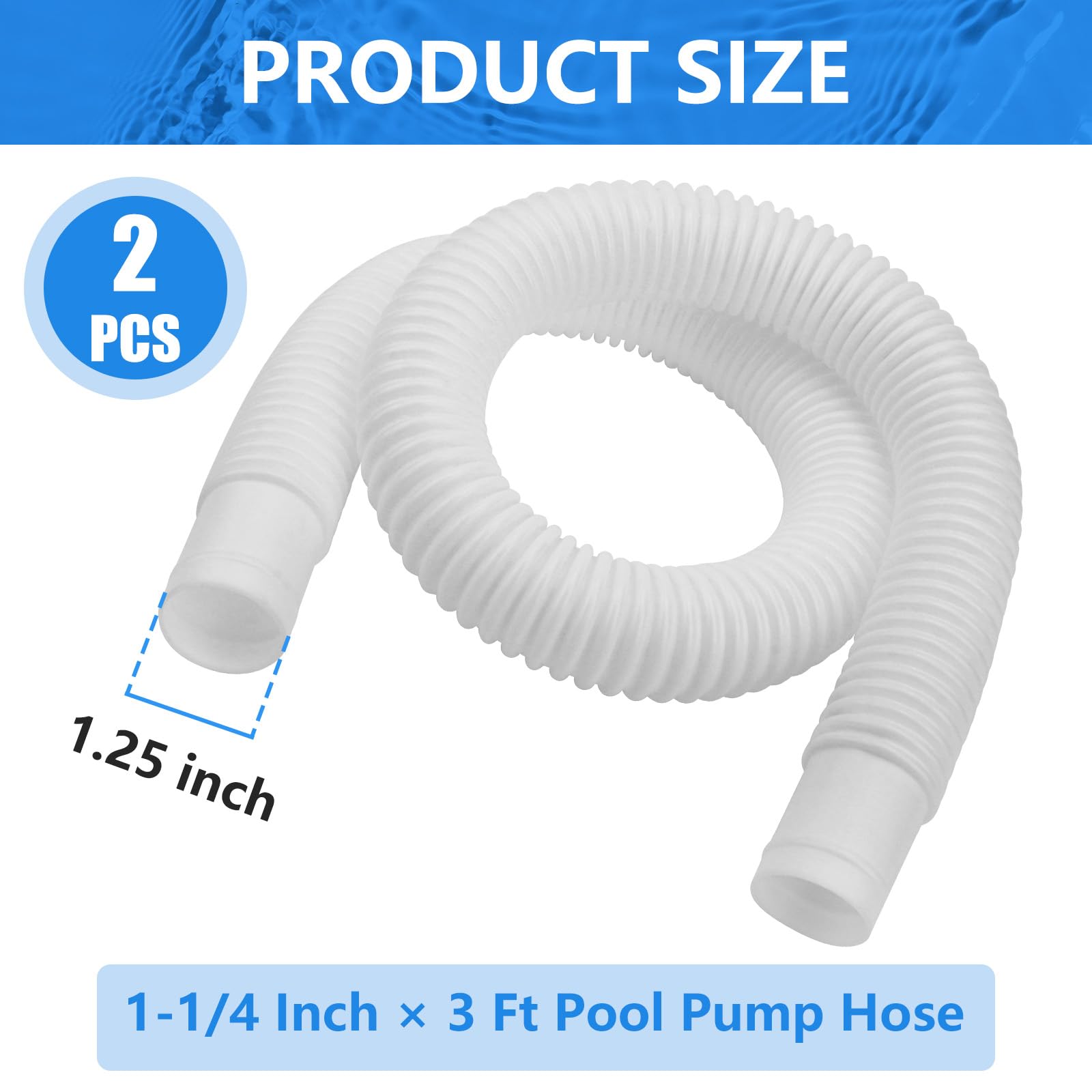 Dimakung 1.25 inch pool hose aligns with standard fittings for easy replacement.
