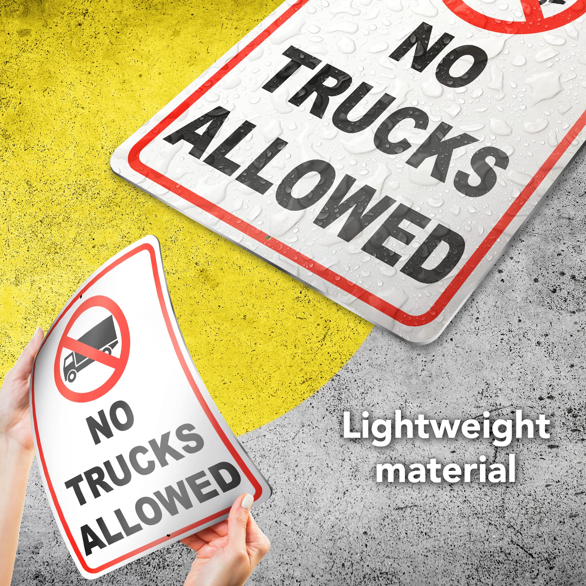 DIMARONGTON no trucks sign for driveway, rust-proof aluminum withstands rain.