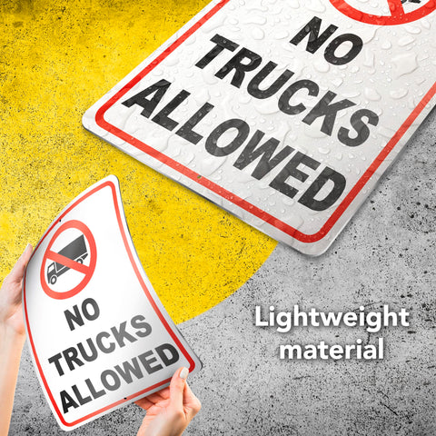 DIMARONGTON no trucks sign for driveway, rust-proof aluminum withstands rain.