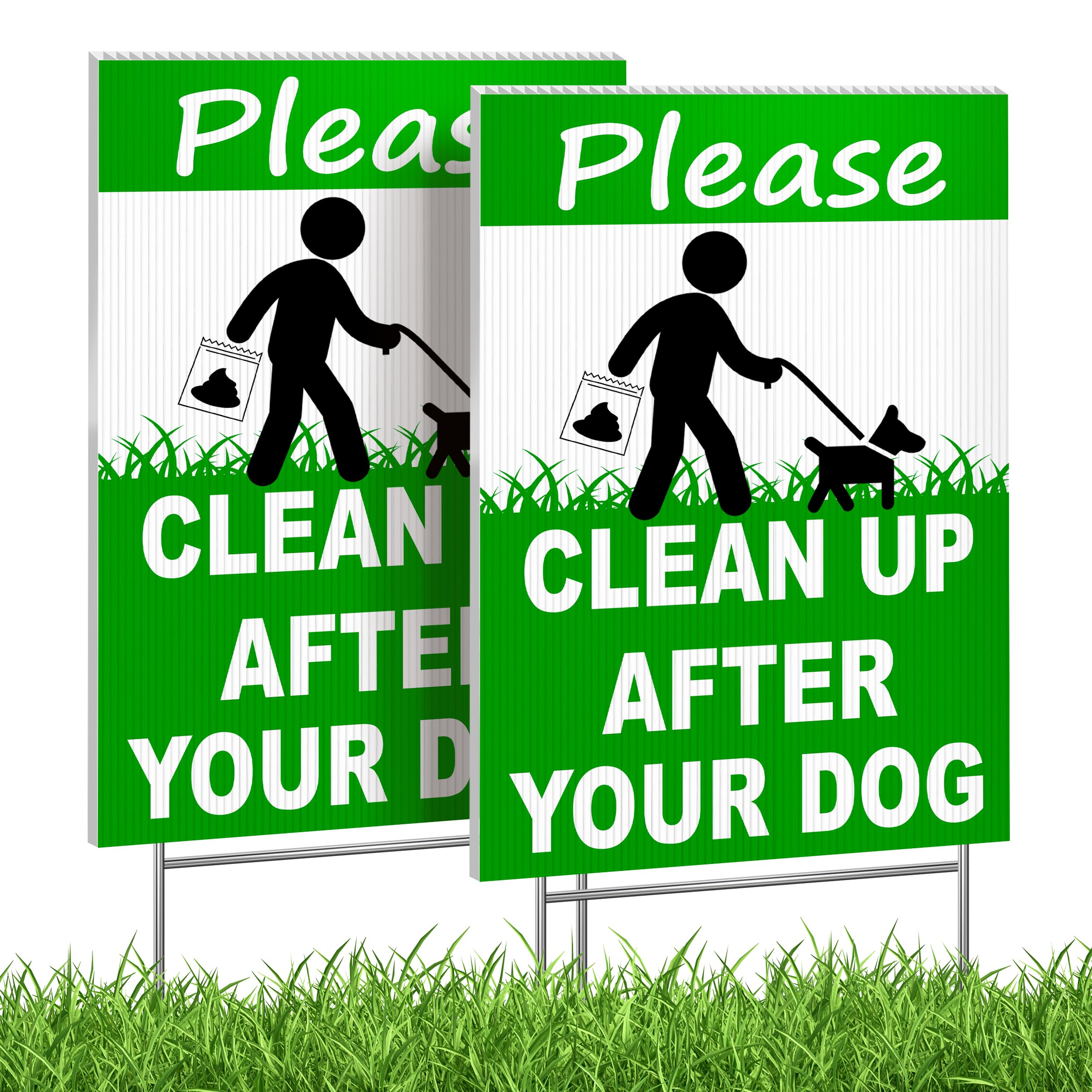 DIMARONGTON dog sign 12x8 double-sided improves visibility from both directions.