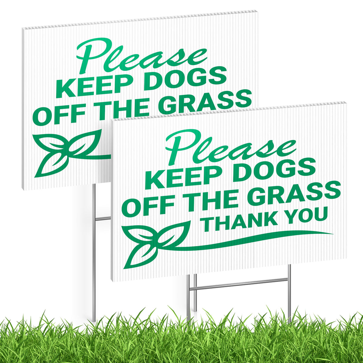 DIMARONGTON two-pack dogs-off-grass sign 8x12 with bright colors for visibility.