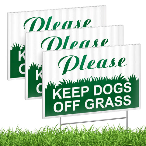 DIMARONGTON 6x9 double-sided yard sign clearly communicates a polite reminder to keep dogs off the grass.