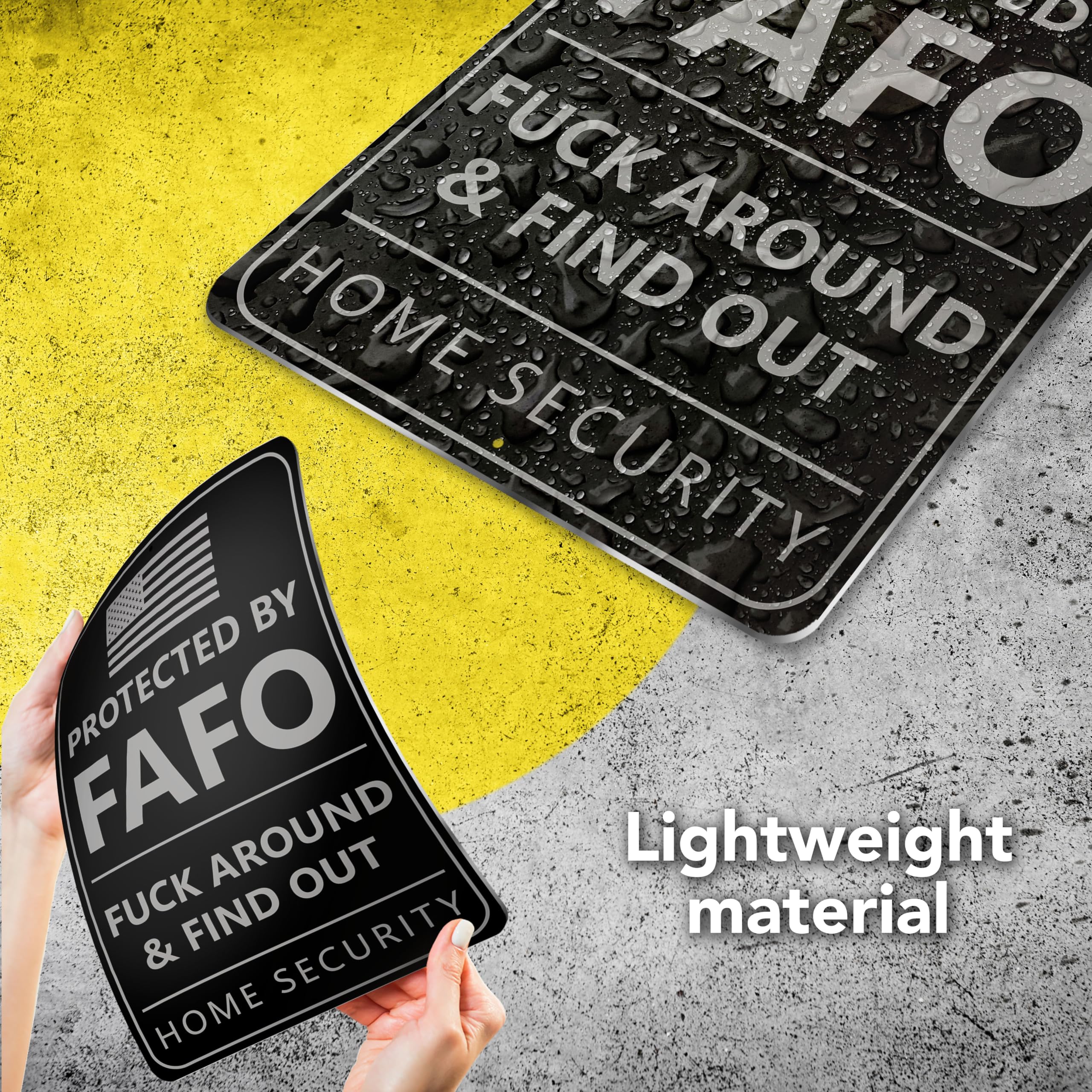 Dimarongton FAFO sign with clear protective film guarding against scratches.