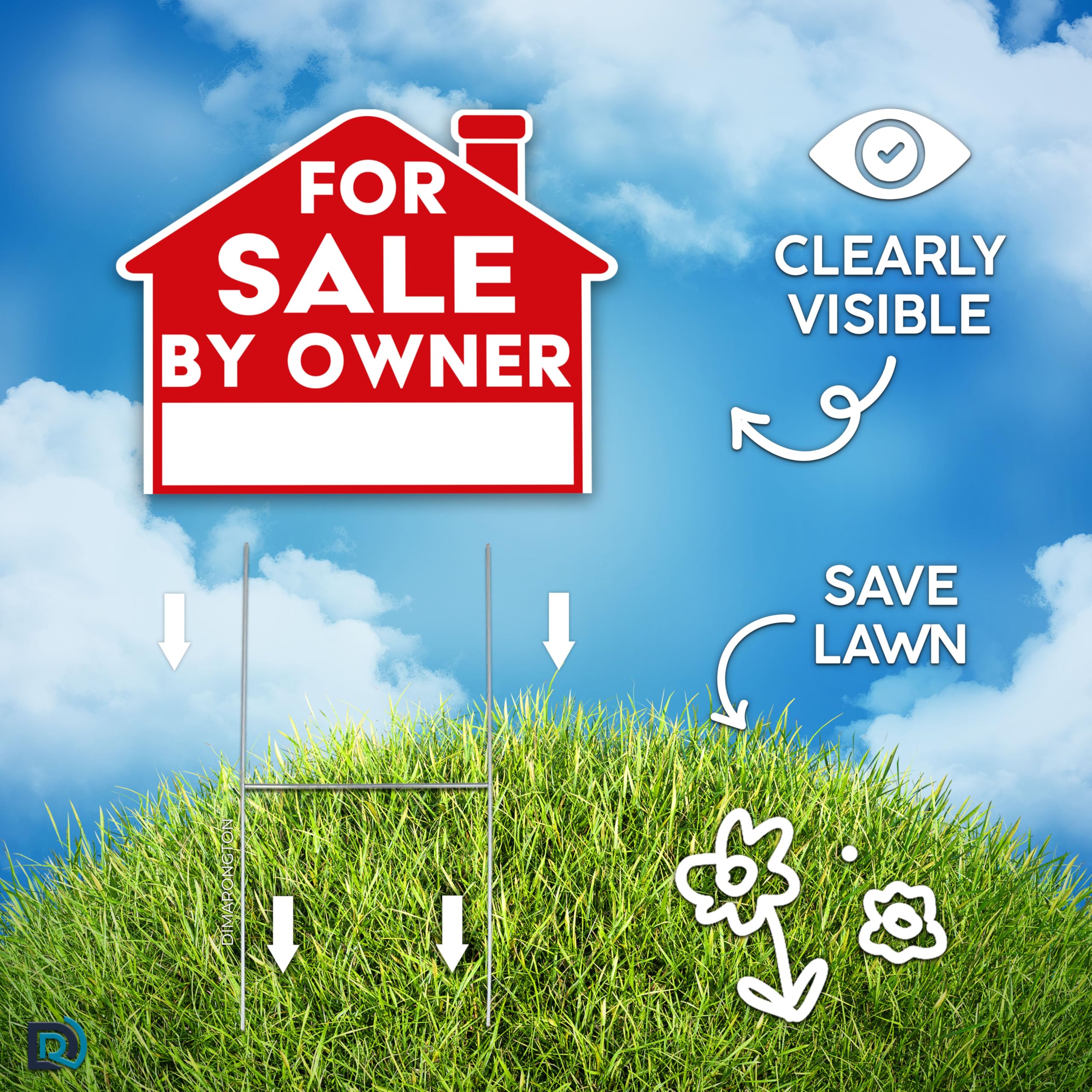 Dimarongton FSBO sign weatherproof corrugated plastic in outdoor use.