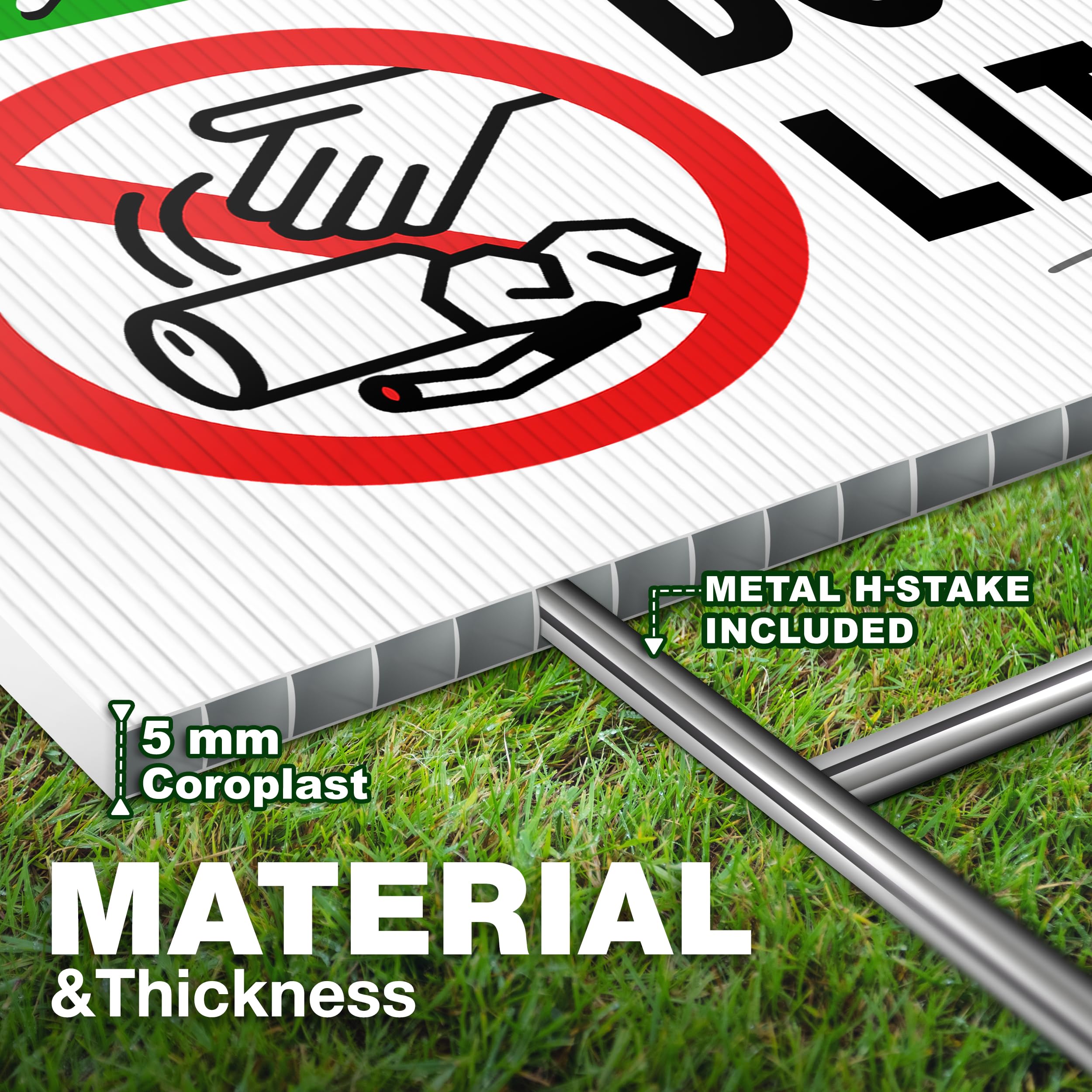 DIMARONGTON Ground-installation litter sign makes setup quick in lawns and gardens