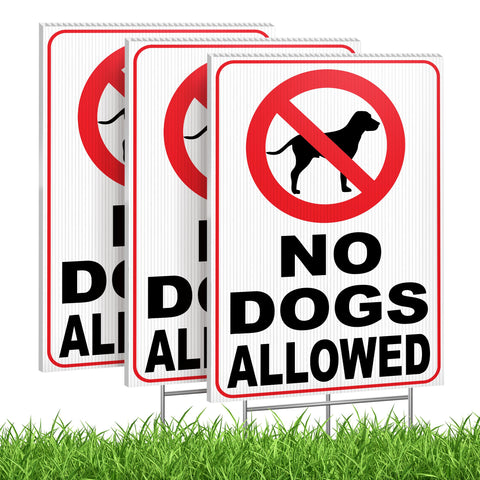 DIMARONGTON no-dogs-allowed sign 8x12 front view deterring dogs in the yard.