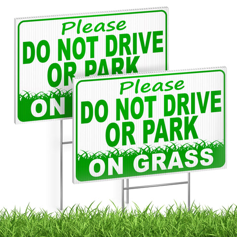 DIMARONGTON no-drive sign, double-sided for clear visibility to deter grass parking.