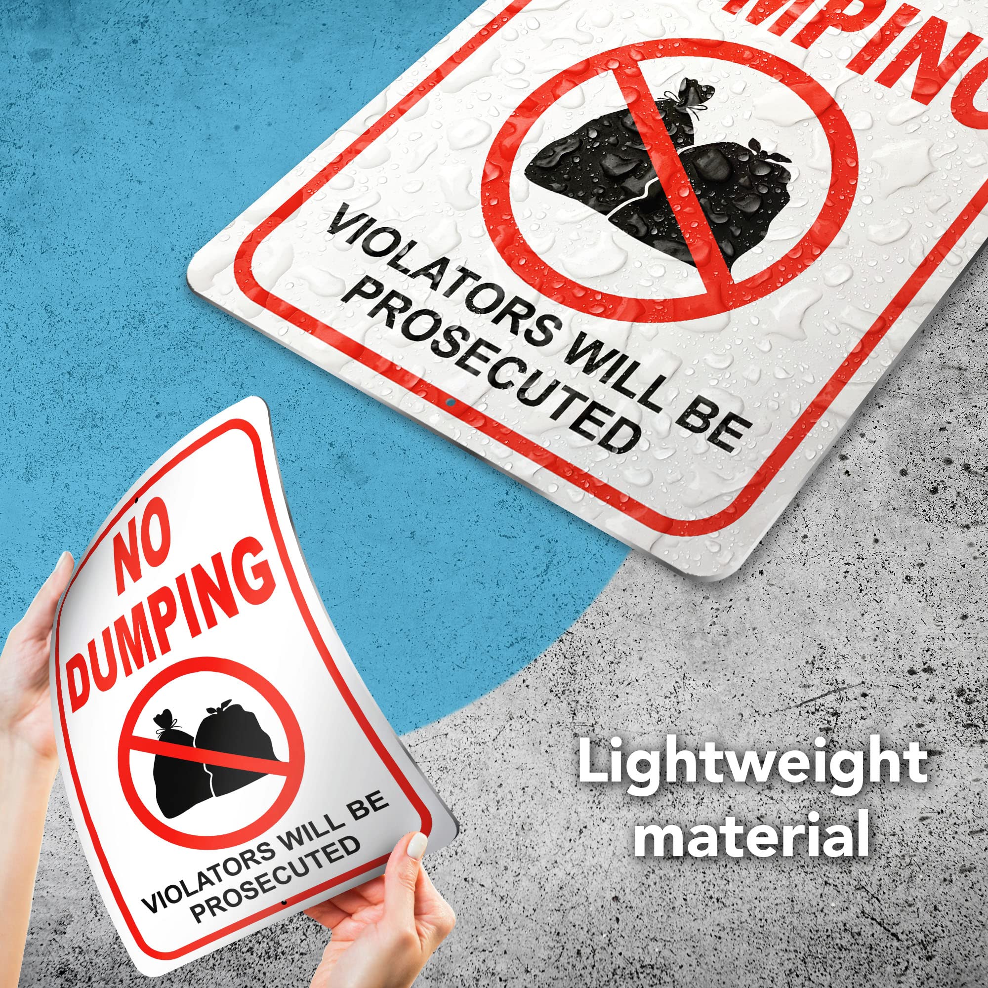DIMARONGTON no-dumping sign aluminum is weather resistant for all seasons.