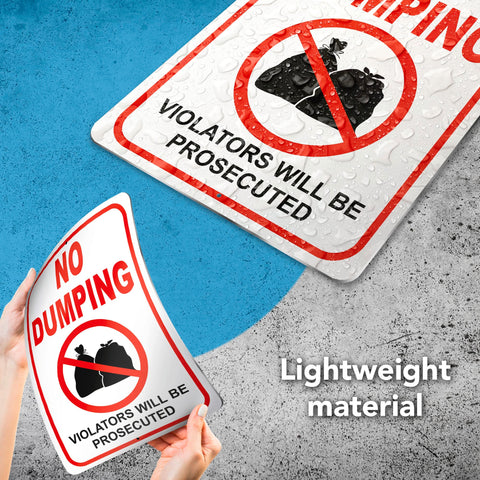 DIMARONGTON no-dumping sign aluminum is weather resistant for all seasons.