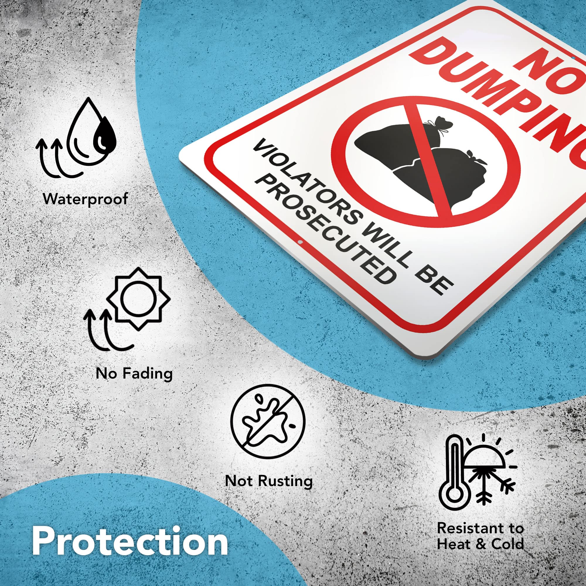 DIMARONGTON no-dumping sign features pre-drilled holes for easy mounting.