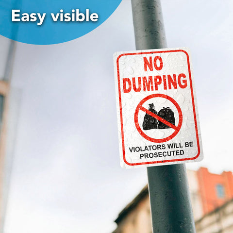 DIMARONGTON no-dumping sign installs on walls, fences, or gates.