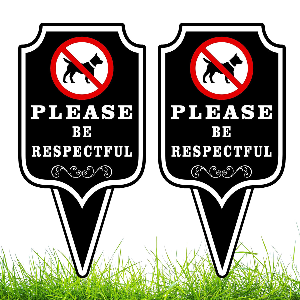 DIMARONGTON Please Be Respectful dog sign double-sided for clear outdoor visibility.