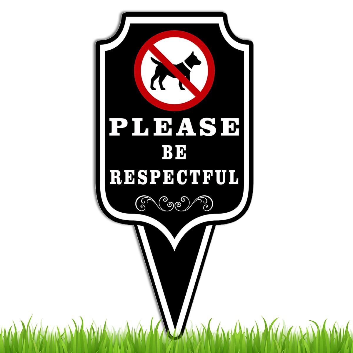 DIMARONGTON Please Be Respectful Dog Sign with double-sided print for yard visibility.