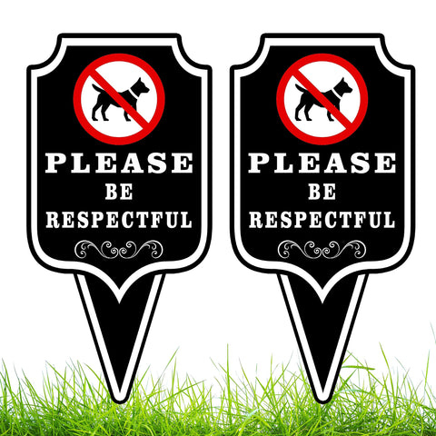 DIMARONGTON Please Be Respectful dog sign double-sided for clear outdoor visibility.