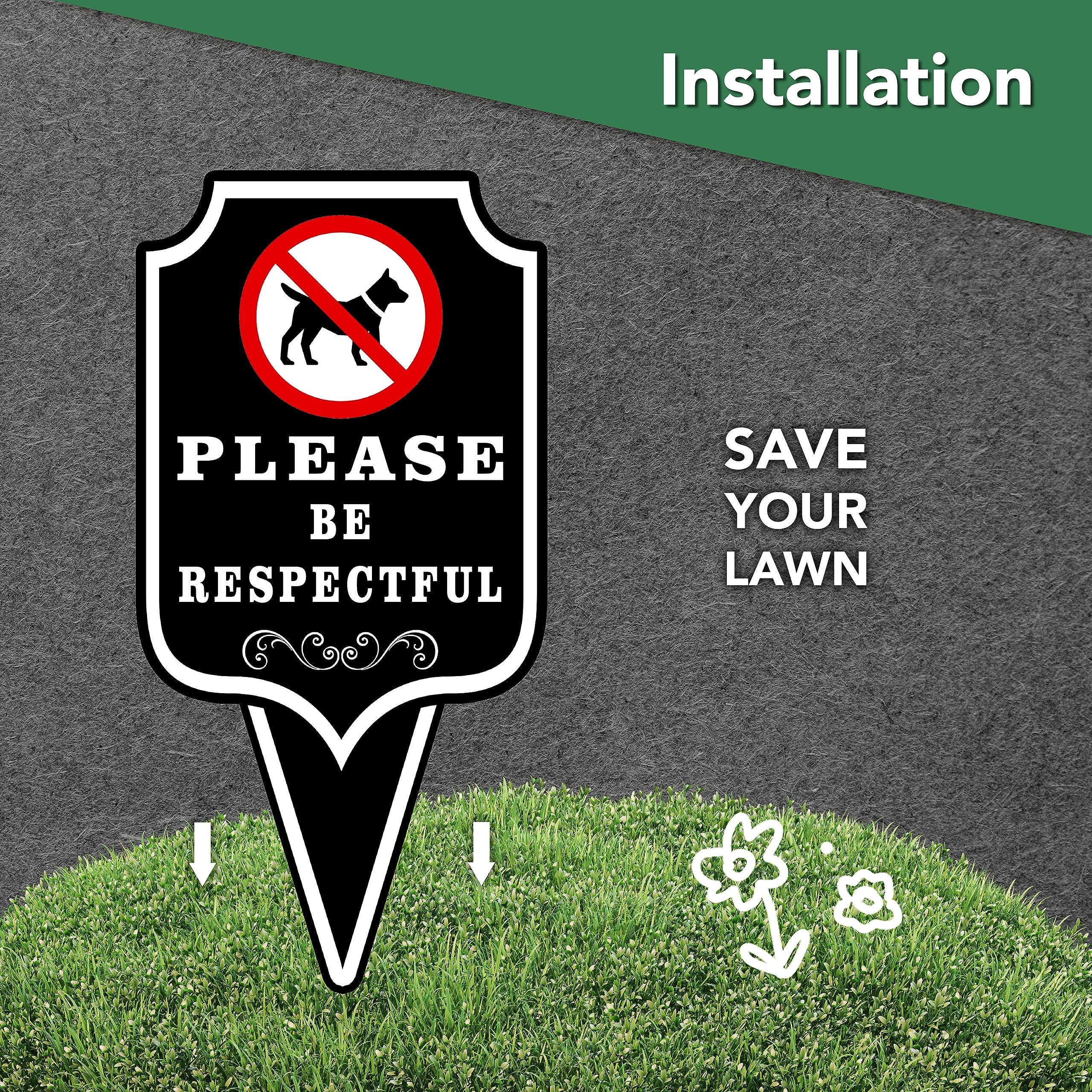 DIMARONGTON Quick-install sign with soil-base enables tool-free setup.
