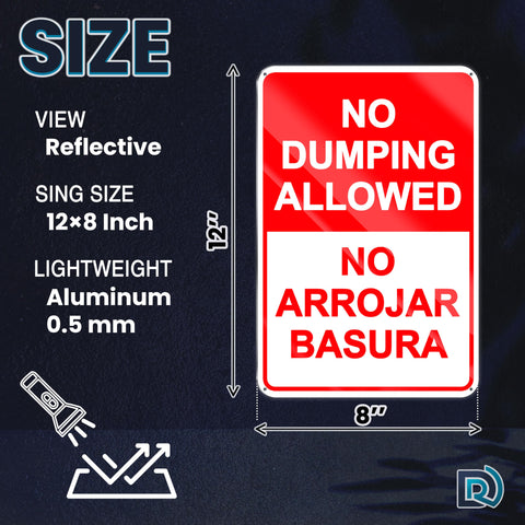 Dimarongton rustproof aluminum no-dumping sign ensures long outdoor life for fences and gates.