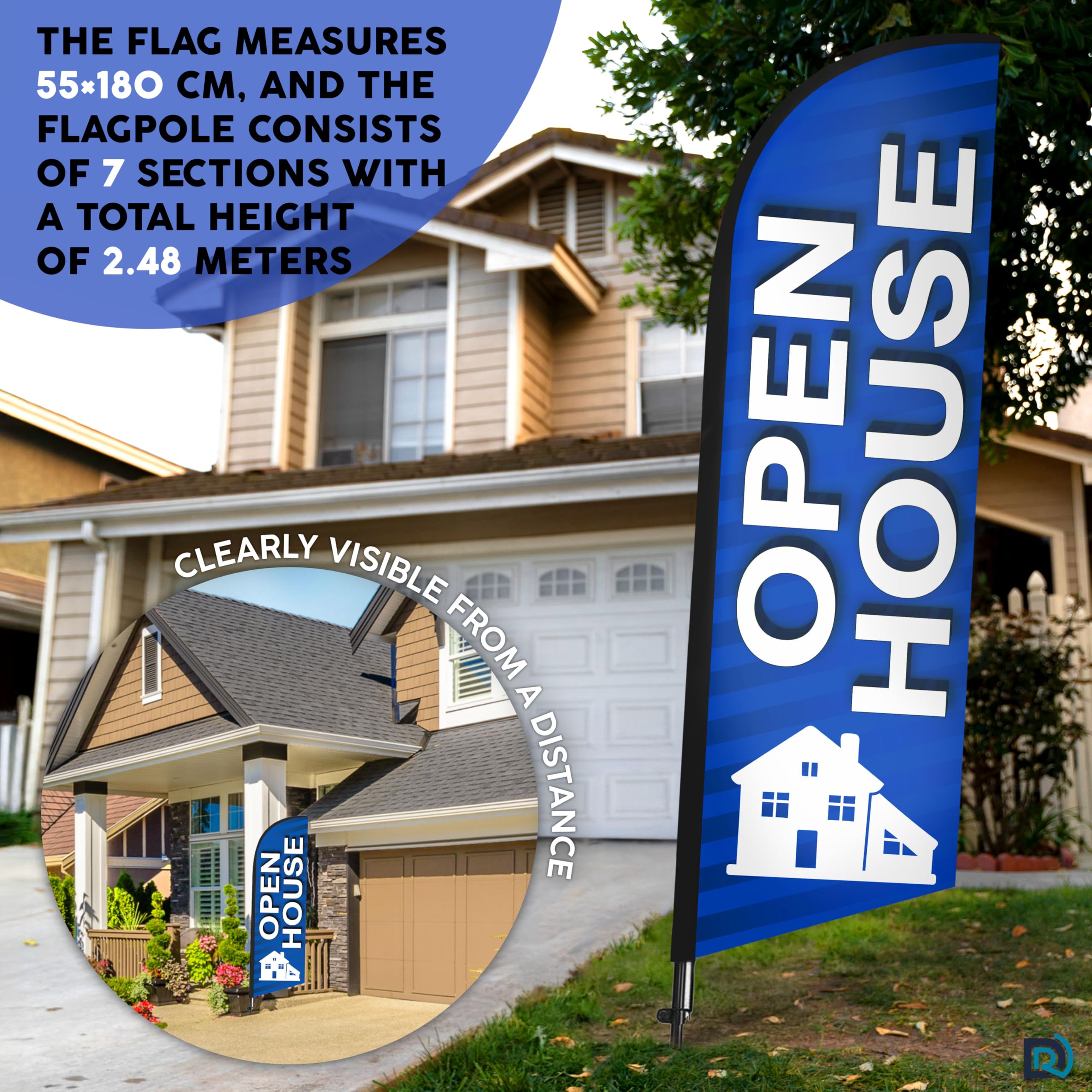 DIMARONGTON single-sided banner highlights clear OPEN HOUSE text with lightweight design.