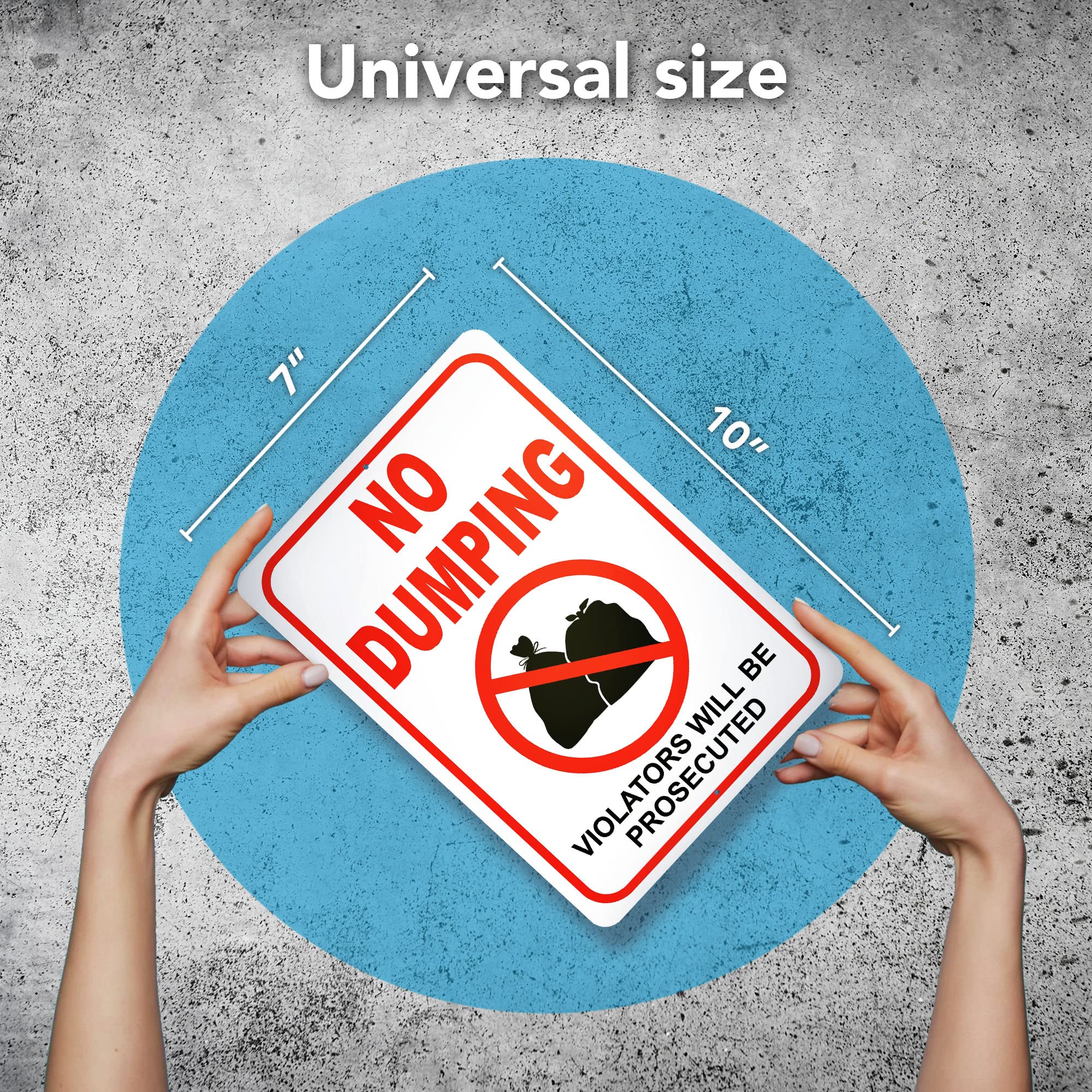 DIMARONGTON two-pack no-dumping signs helps deter littering on-site.