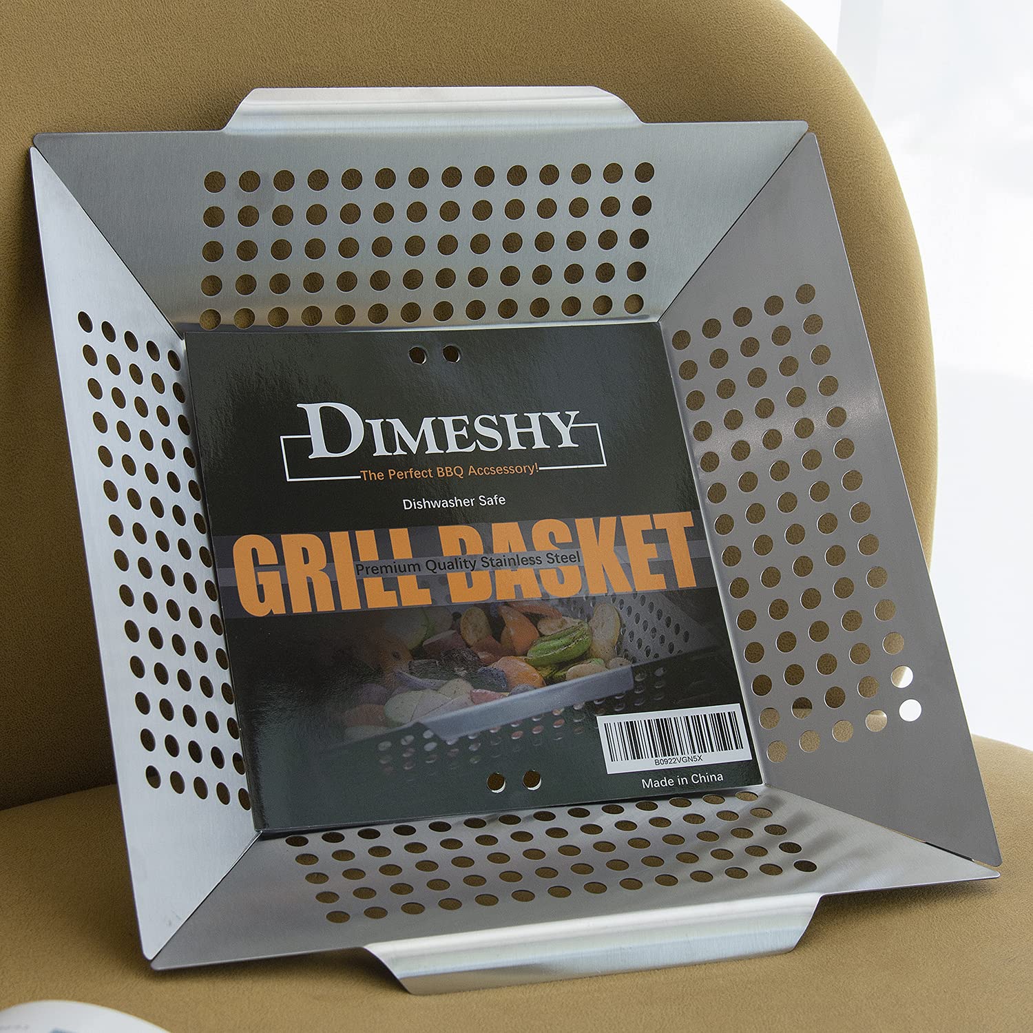 All-grill compatibility—DIMESHY basket fits charcoal, gas, and infrared setups