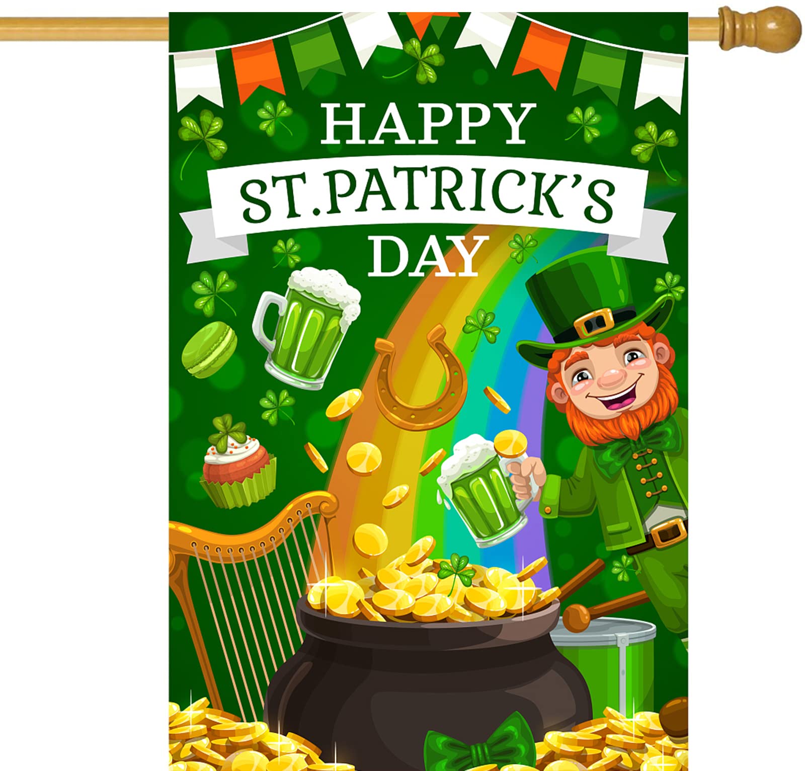 DimiGlobal St Patrick's Day garden flag 28x40 adds curb appeal outdoors.