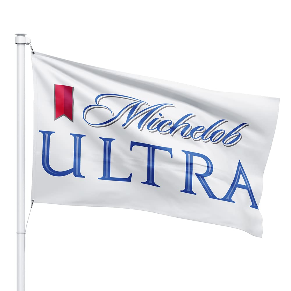Dimike Michelob Ultra flag banner in white, 3x5ft, front view, ideal for outdoor branding.