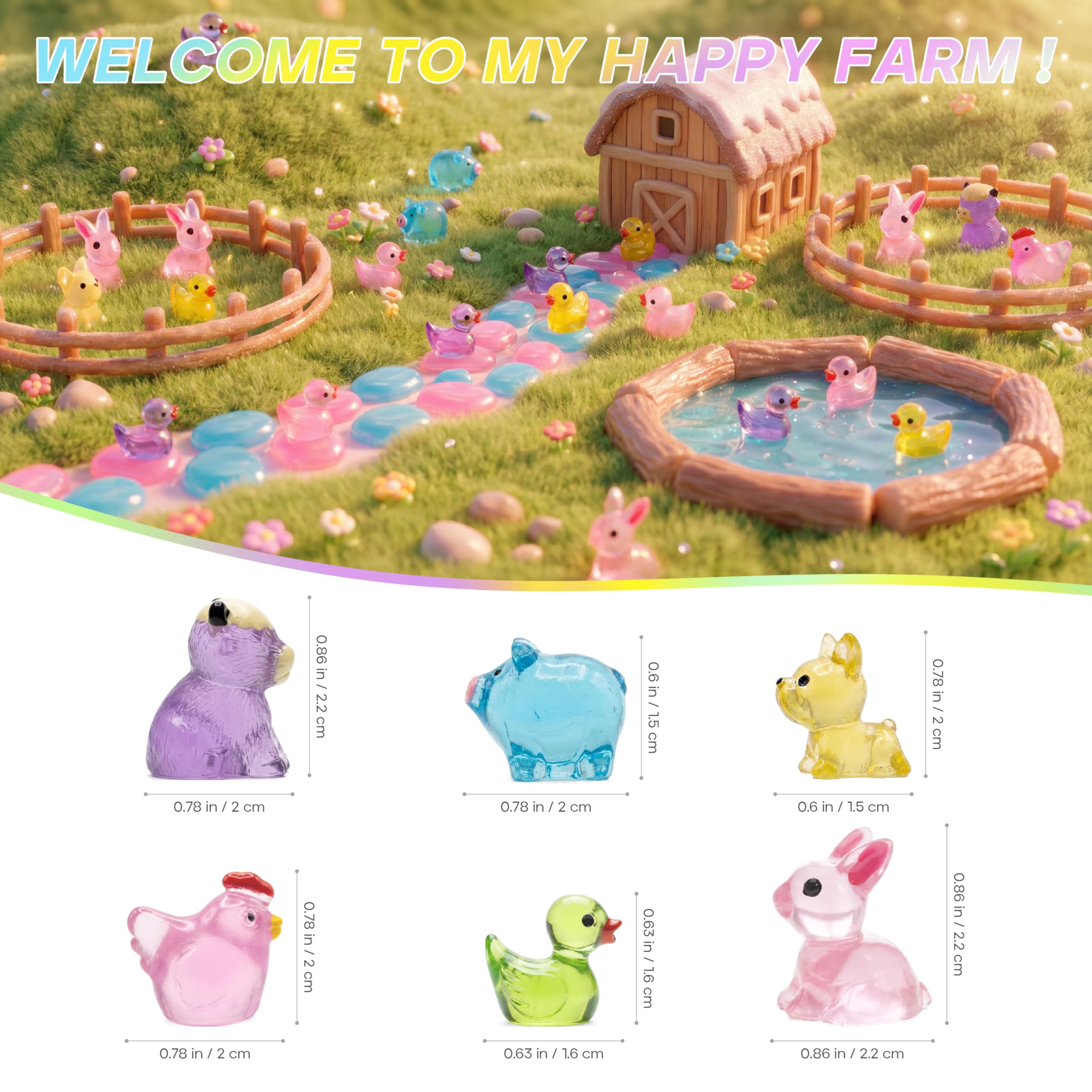 Dimili tiny farm animals for fairy gardens and plant accents.