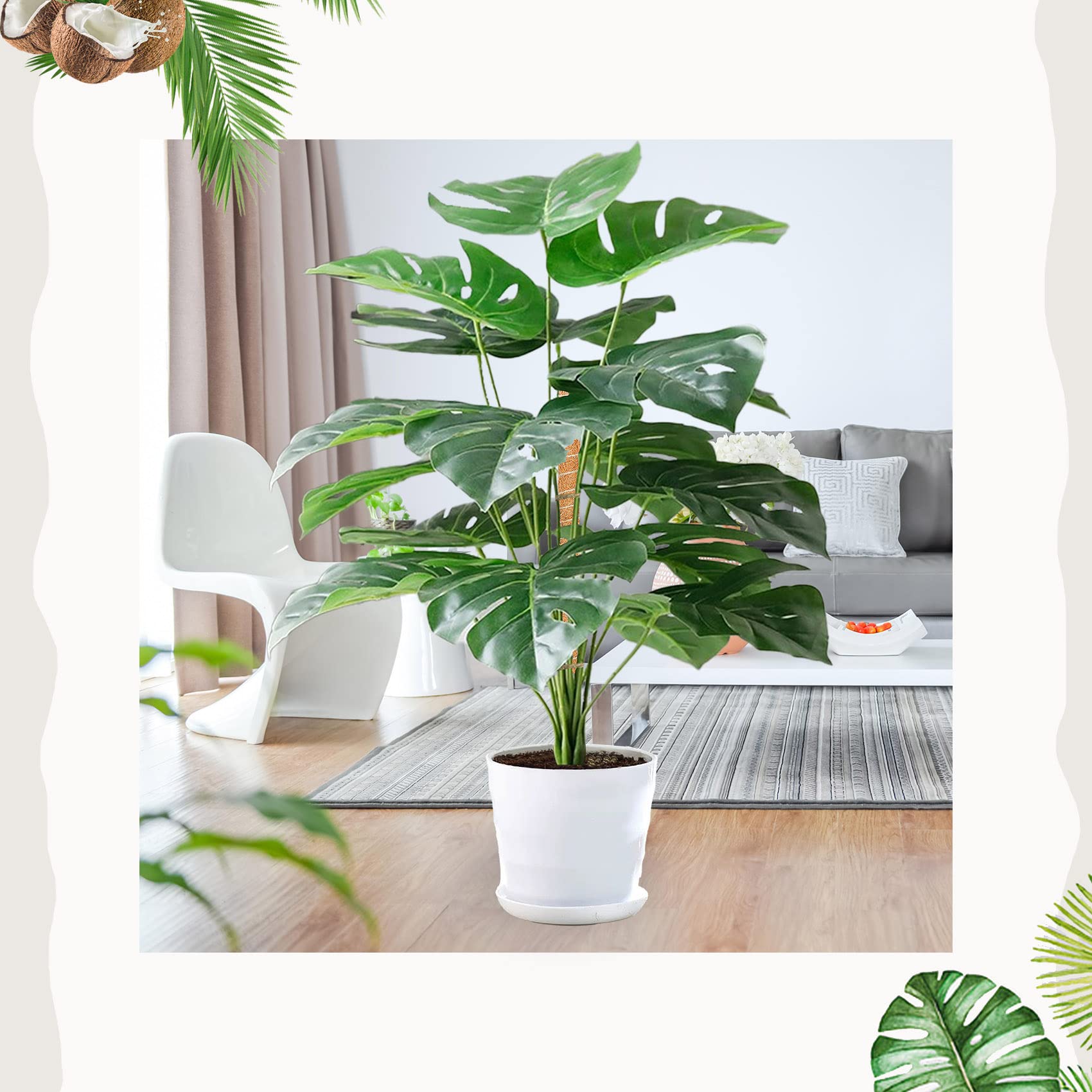 Dimpoo moss pole features Monstera and ivy for vertical growth.