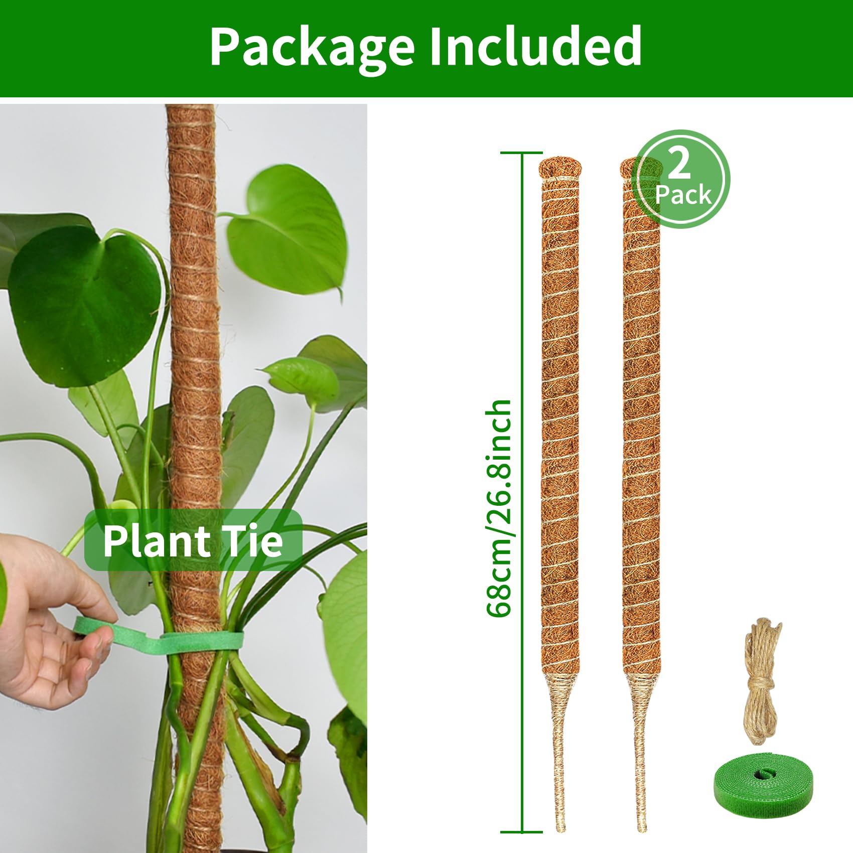 Dimpoo moss pole rope and tape kit for easy attachment.