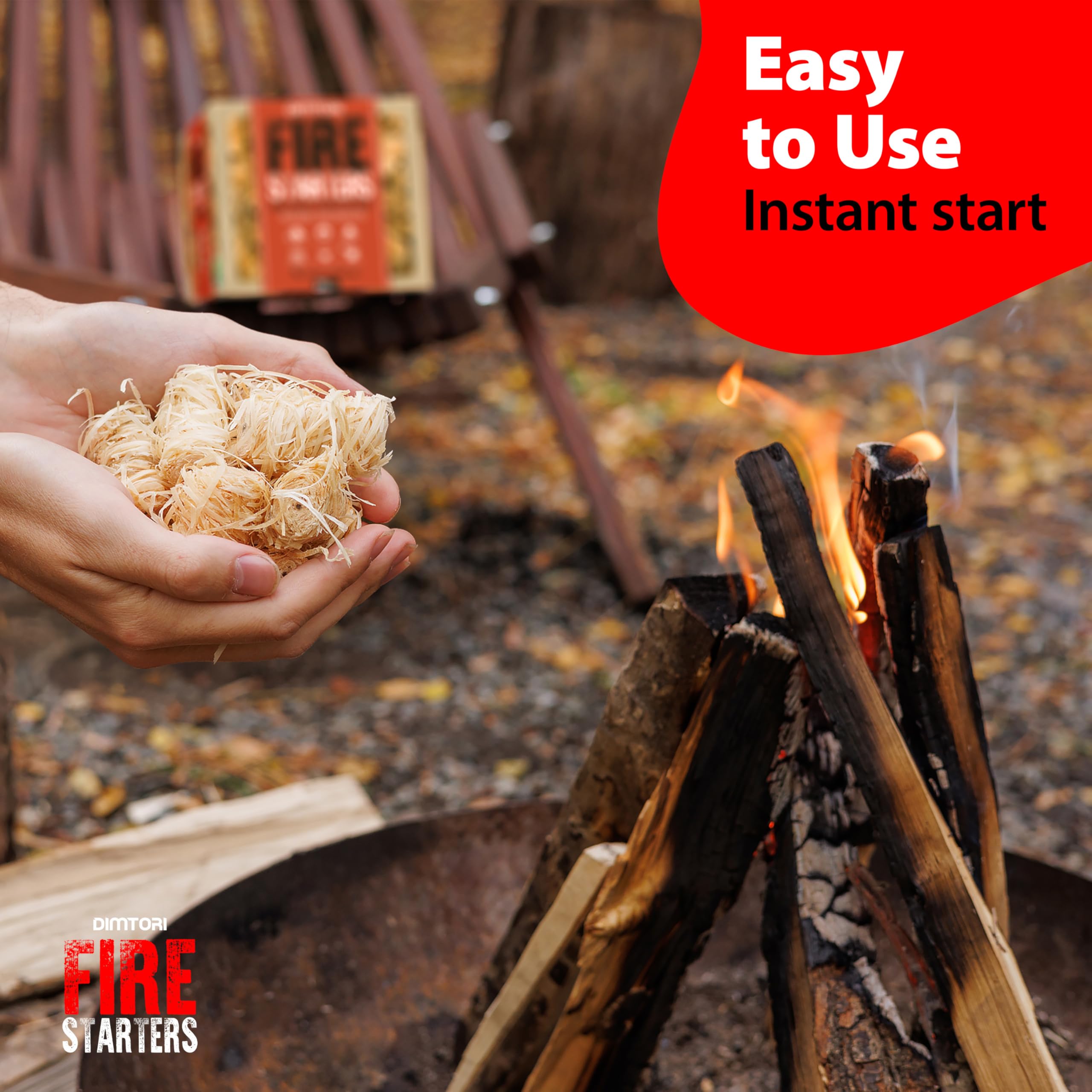DIMTORI campfire and wood stove starter ideal for camping and outdoor adventures.