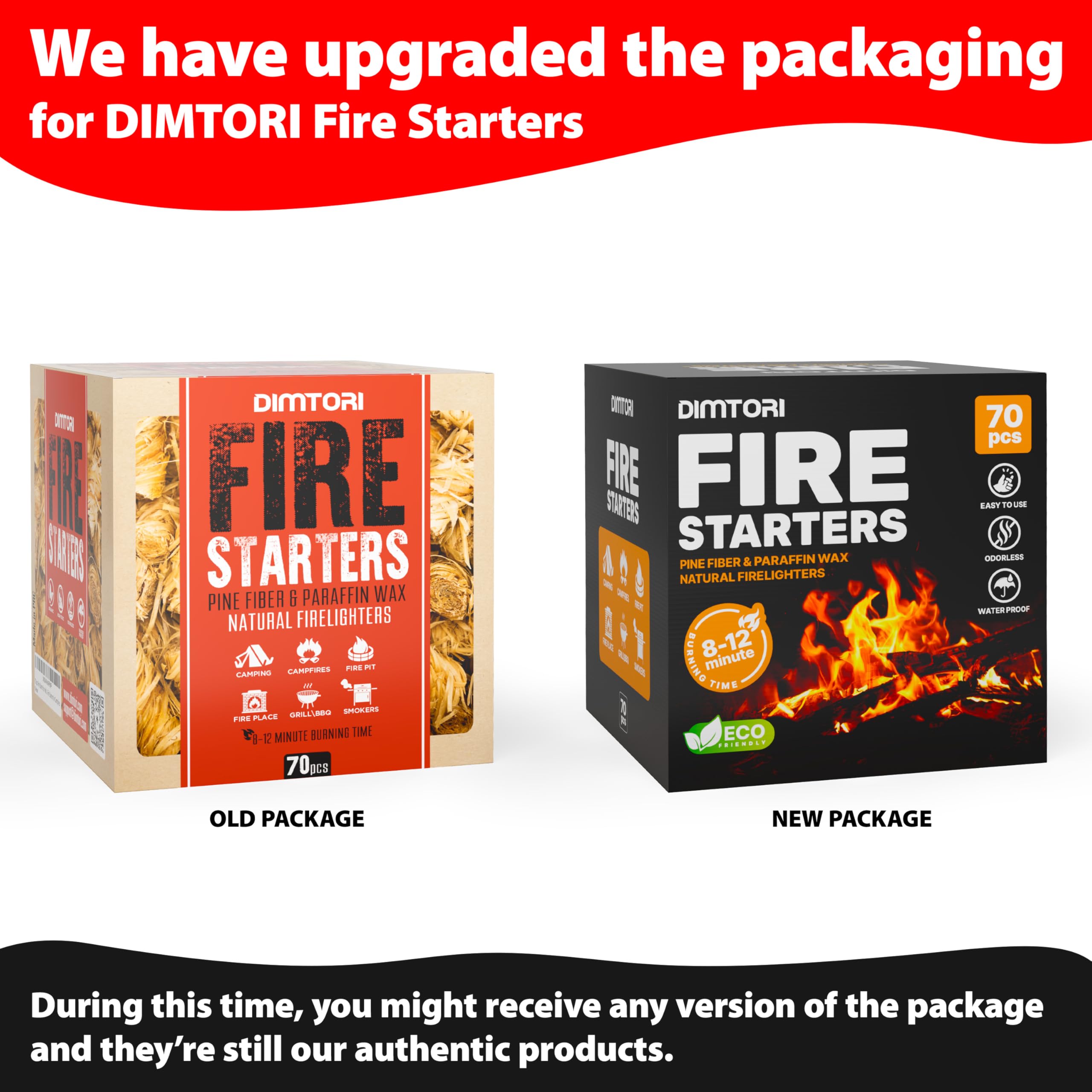 DIMTORI eco-friendly pine wood shavings and wax provide a clean burn for indoor or outdoor fires.