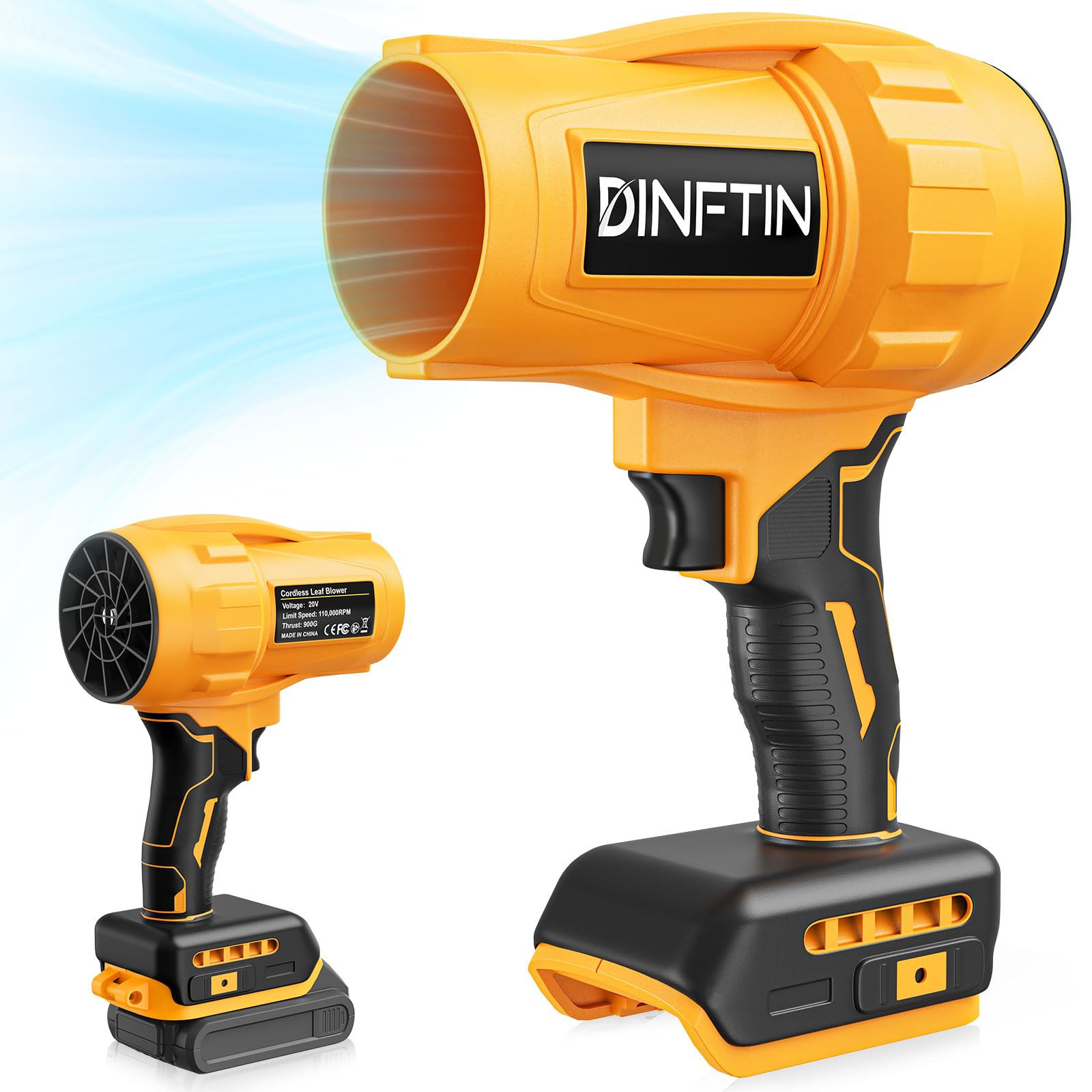 Dinftin brushless motor close-up for strong debris performance.
