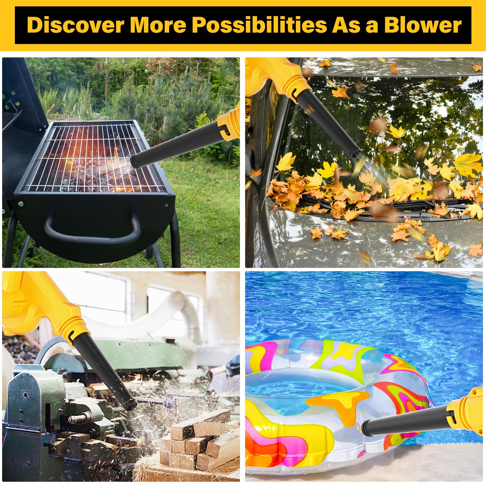 Dinftin compact design doubles as a leaf blower