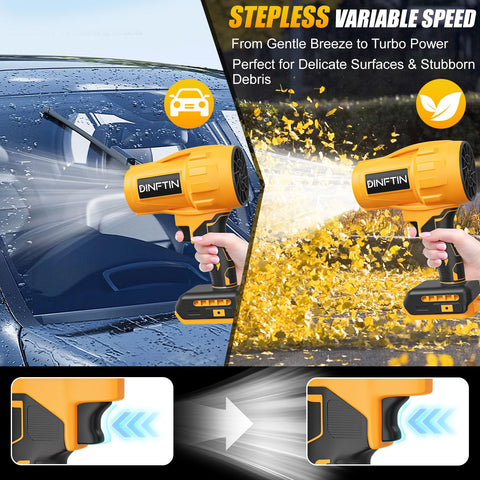 Dinftin focused air jet for faster cleaning and edge detailing.