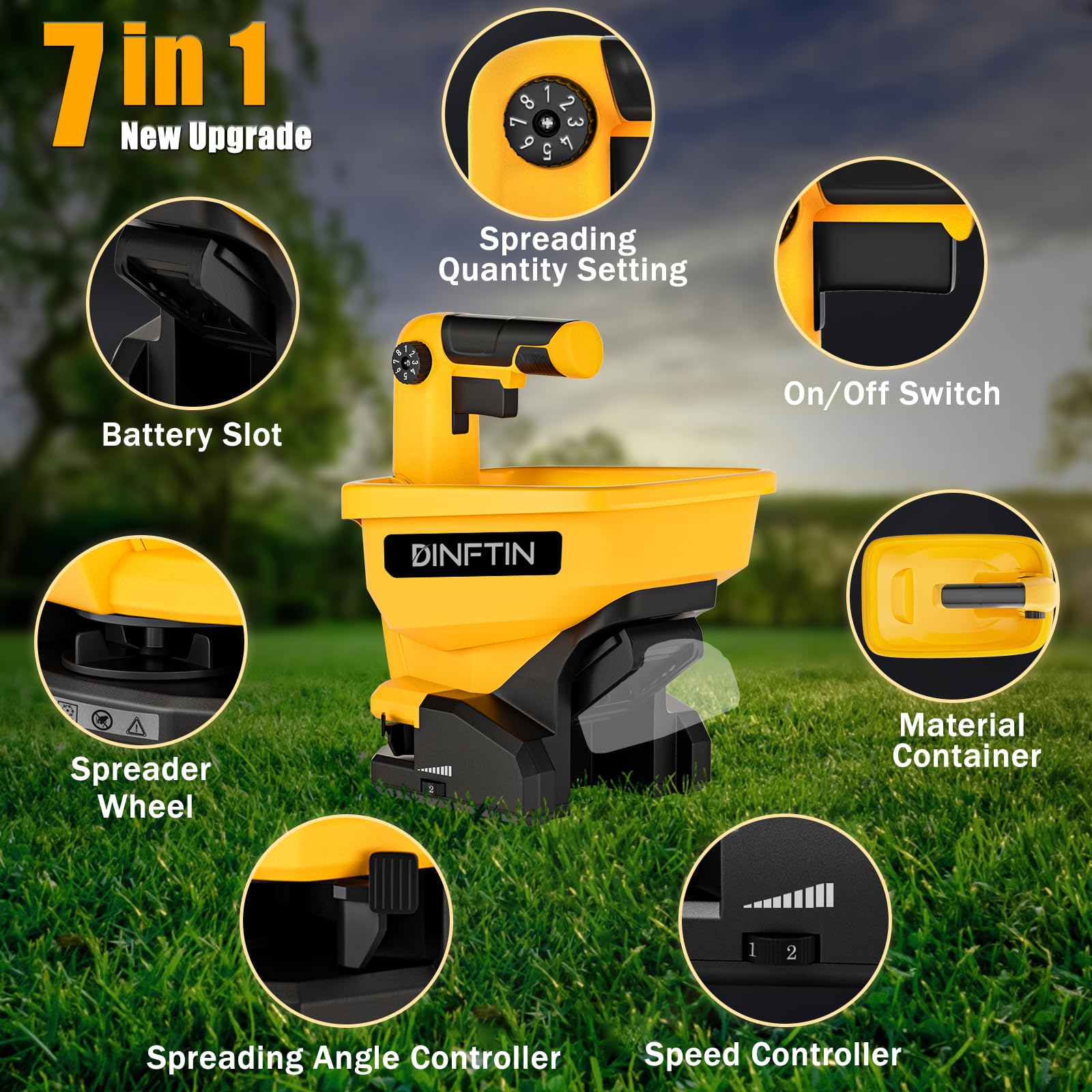 Dinftin 3L hopper supports up to 700 m² of spreading.