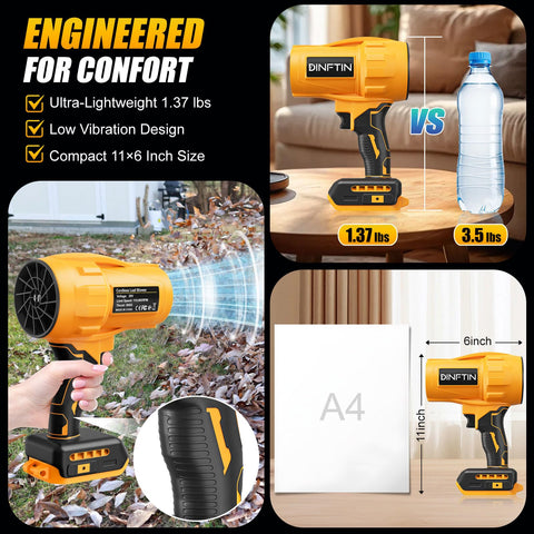 Dinftin variable speed trigger enables precise airflow control.