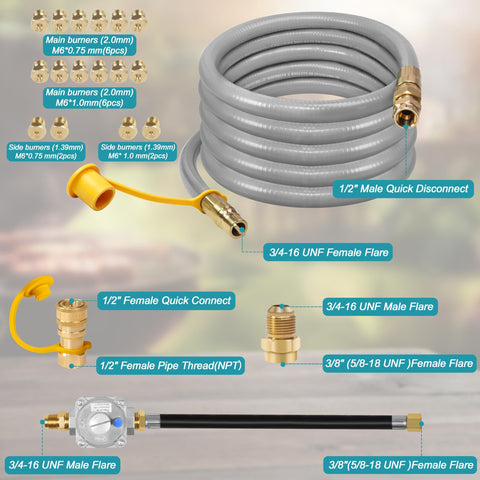 Dingbaayee 12inch quick-connect hose enabling quick NG hookup