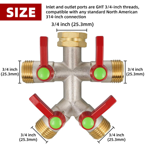 DINGBAI brass diverter with four outlets enables simultaneous watering tasks