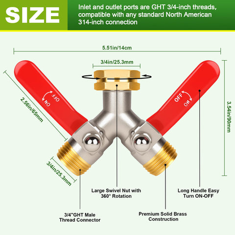 DINGBAI brass 2-way splitter offers durable, heavy-duty performance
