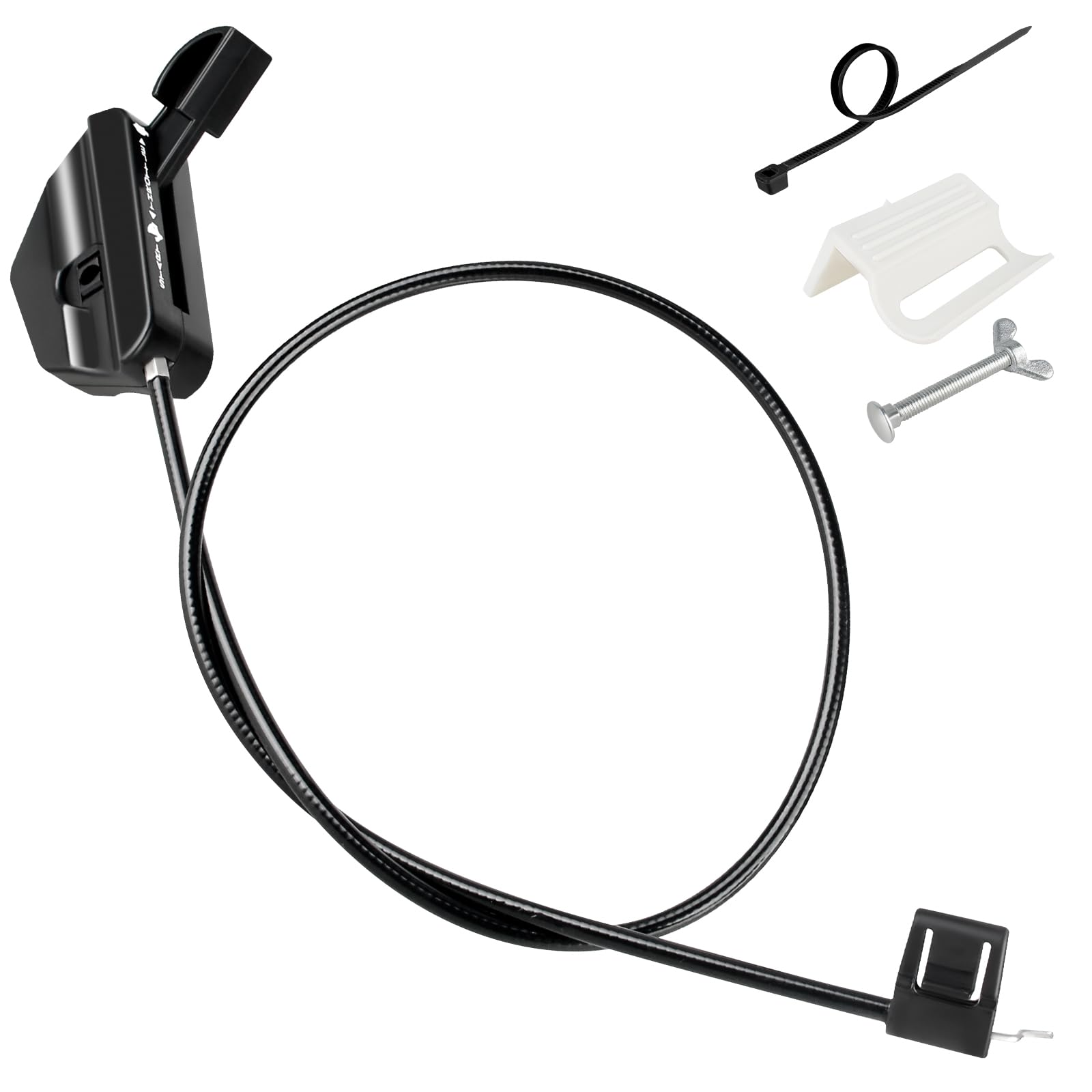 Dinlon 49447 lawn spreader cable assembly on bench for precise control during spreading