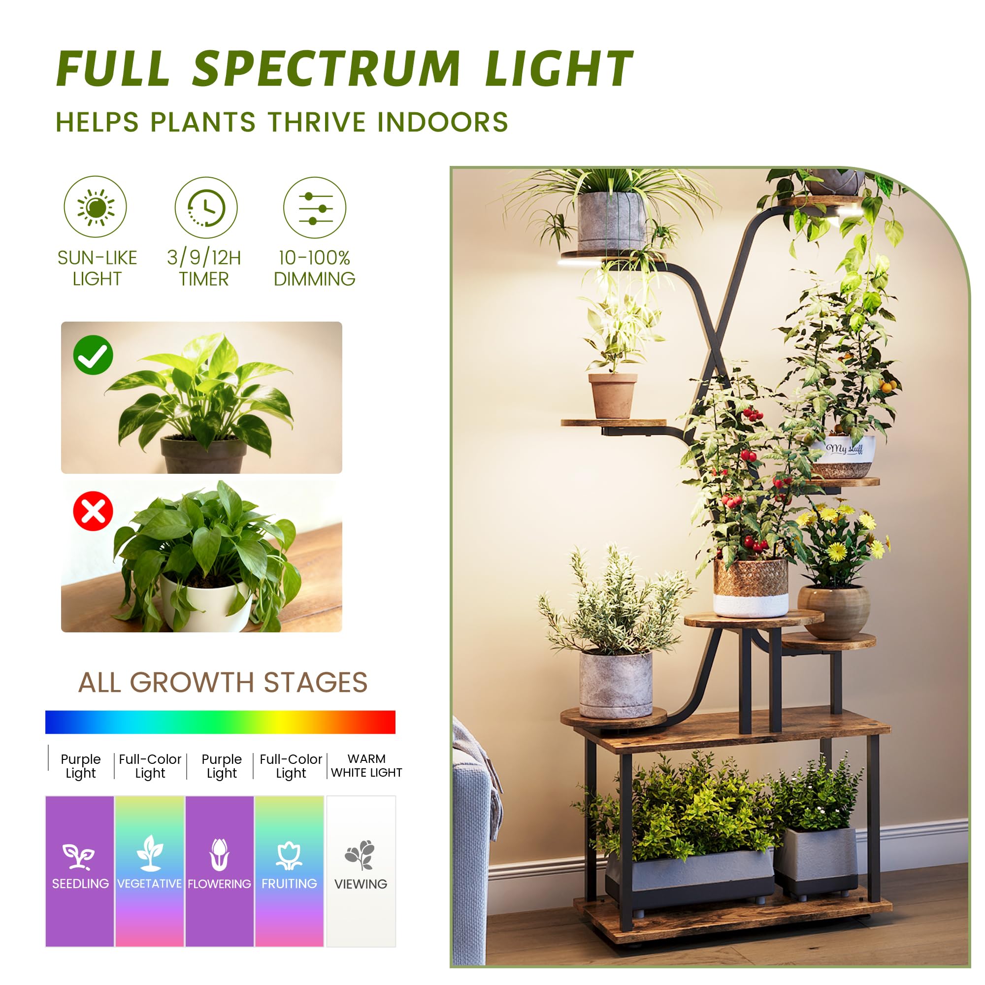 DIOOSN grow-light stand provides full-spectrum LEDs to brighten low-light rooms.