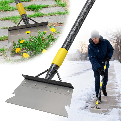 DIOVPLX floor scraper with long handle for easy weed removal from concrete cracks