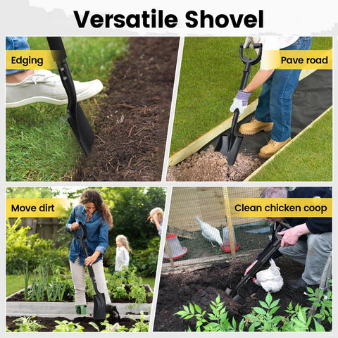 DIOVPLX Garden Flat Shovel compact storage saves space in bags and cars.