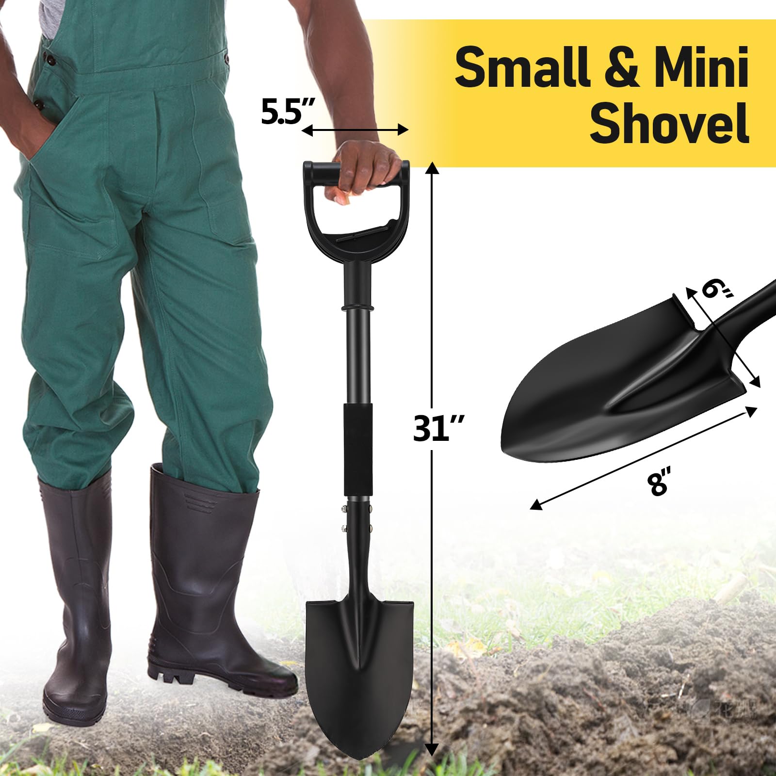 DIOVPLX curved D-handle with foam grip for comfortable digging
