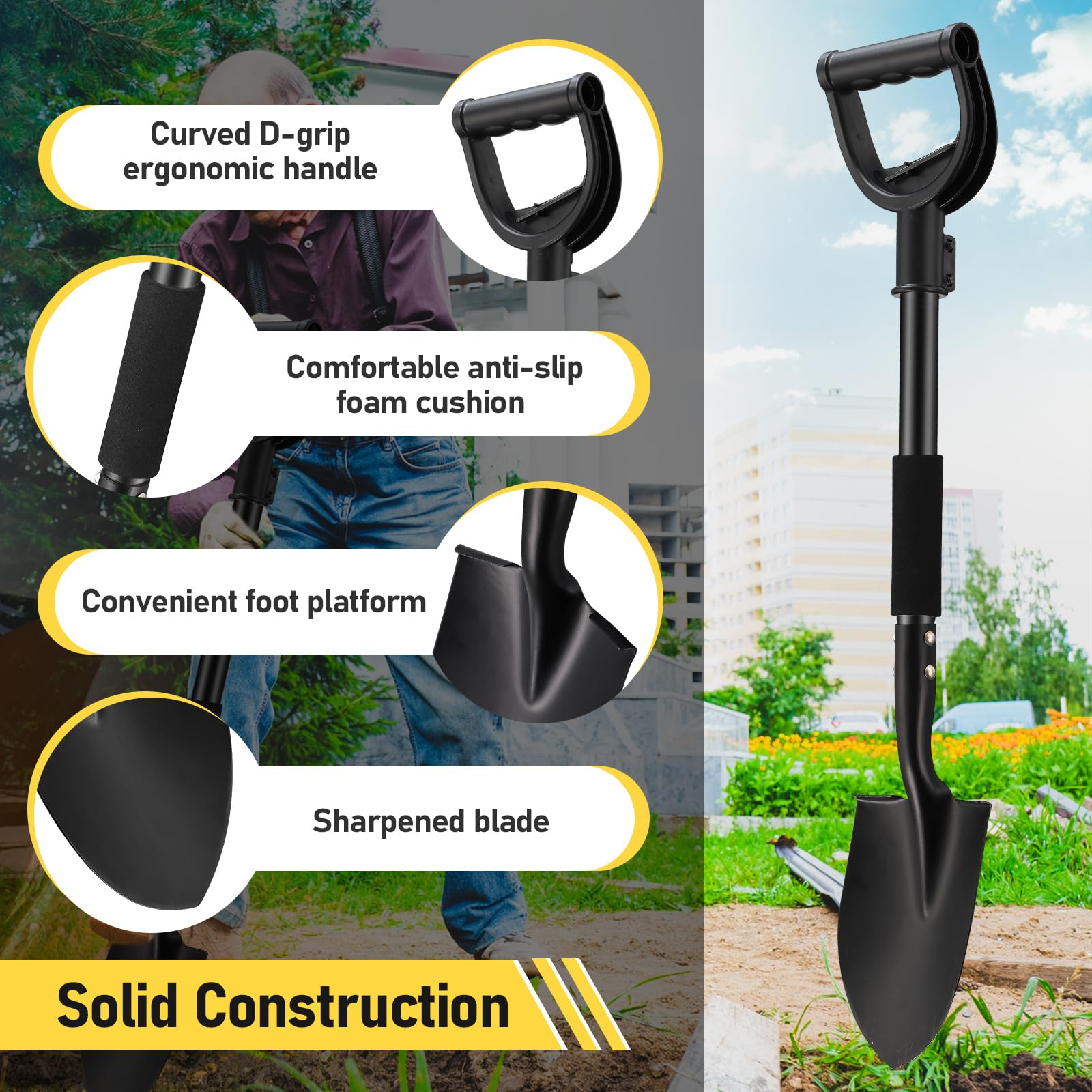 DIOVPLX multi-purpose shovel for adults and kids at garden or beach