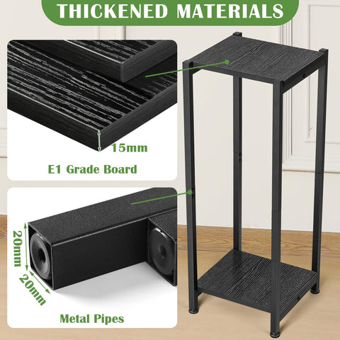 Dipion plant stand with dark wood shelves enhances modern interiors