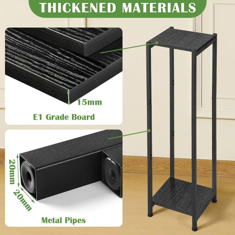 Dipion two-tier plant stand wood shelves close-up shows sturdy construction