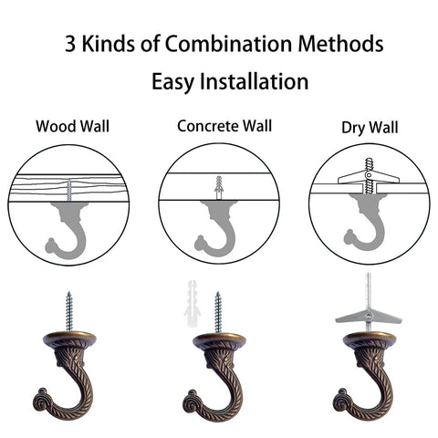Diplambr Swag Hook on solid wall using pointed screws for strong support