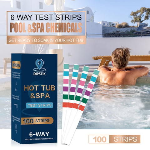 Dipstik spa test strips read under natural light for reliable readings.